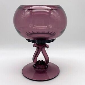 Vintage MCM Viking Glass Amethyst Princess Flowerlite Vase 7